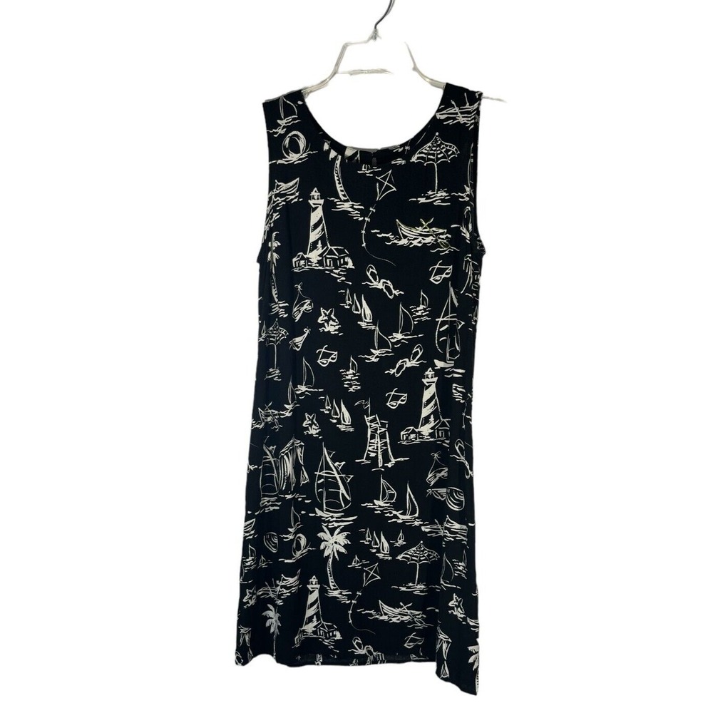 R&K Women's Lighthouse Beach Theme Sleeveless Dress Above Knee Length 6